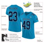 Personalized Panther Blue Navy-Gray Mesh Authentic Football Jersey Team Custom Name and Number