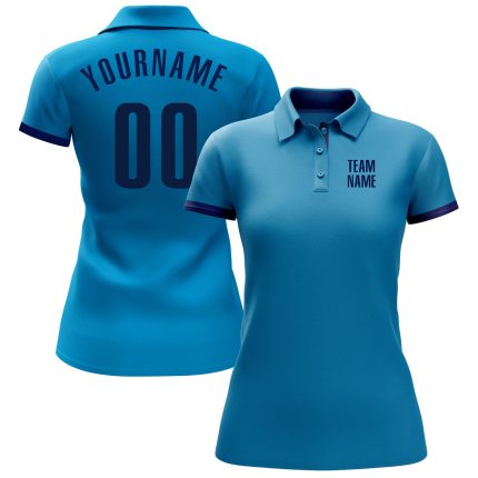 Personalized Panther Blue Navy Performance Golf Polo Shirt Team Custom Name and Number