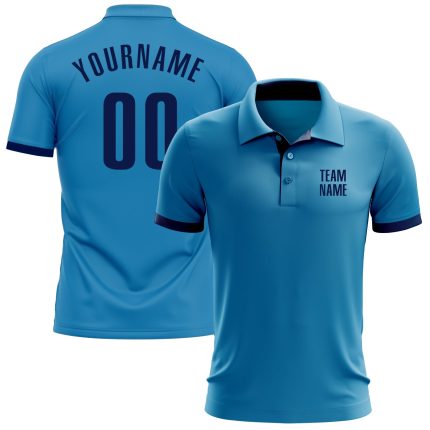 Personalized Panther Blue Navy Performance Golf Polo Shirt Team Custom Name and Number