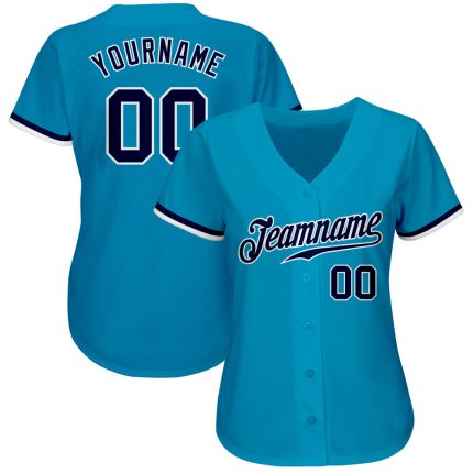 Personalized Panther Blue Navy-White Authentic Baseball Jersey Team Custom Name and Number