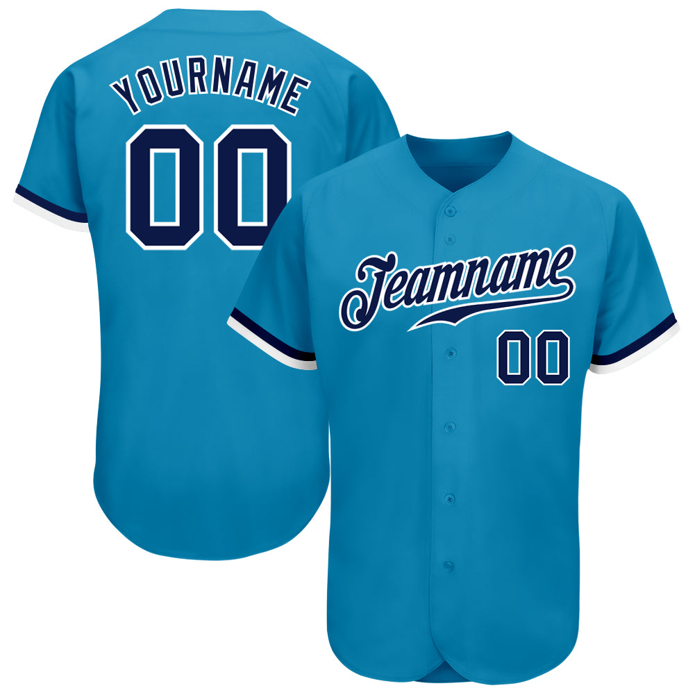 Personalized Panther Blue Navy-White Authentic Baseball Jersey Team Custom Name and Number