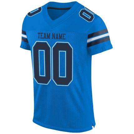 Personalized Panther Blue Navy-White Mesh Authentic Football Jersey Team Custom Name and Number