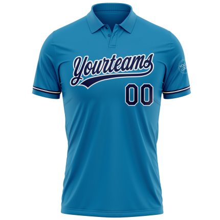 Personalized Panther Blue Navy-White Performance Vapor Golf Polo Shirt Team Custom Name and Number