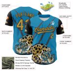 Personalized Panther Blue Old Gold-Black 3D Pattern Design Football Jaguar Helmet And Animal Claw Authentic Baseball Jersey Team Custom Name and Number