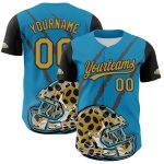 Personalized Panther Blue Old Gold-Black 3D Pattern Design Football Jaguar Helmet And Animal Claw Authentic Baseball Jersey Team Custom Name and Number