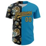 Personalized Panther Blue Old Gold-Black 3D Pattern Design Football Jaguar Helmet Authentic Baseball Jersey Team Custom Name and Number