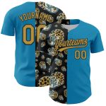 Personalized Panther Blue Old Gold-Black 3D Pattern Design Football Jaguar Helmet Authentic Baseball Jersey Team Custom Name and Number