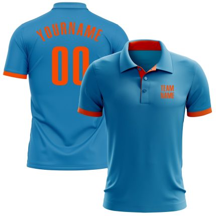 Personalized Panther Blue Orange Performance Golf Polo Shirt Team Custom Name and Number