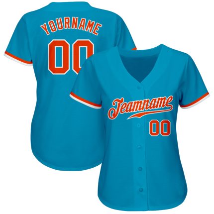 Personalized Panther Blue Orange-White Authentic Baseball Jersey Team Custom Name and Number