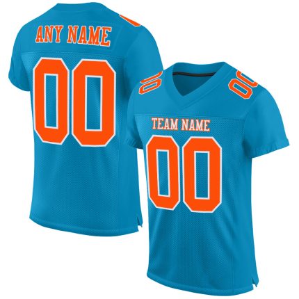 Personalized Panther Blue Orange-White Mesh Authentic Football Jersey Team Custom Name and Number