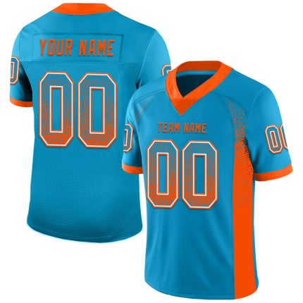 Personalized Panther Blue Orange-White Mesh Drift Fashion Football Jersey Team Custom Name and Number