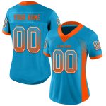Personalized Panther Blue Orange-White Mesh Drift Fashion Football Jersey Team Custom Name and Number