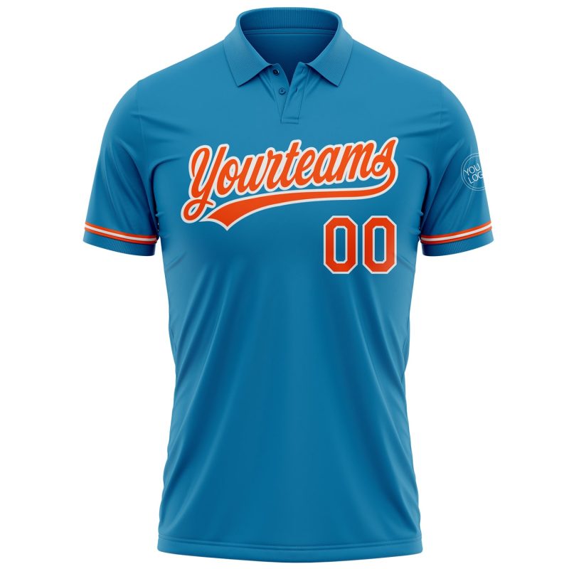 Personalized Panther Blue Orange-White Performance Vapor Golf Polo Shirt Team Custom Name and Number