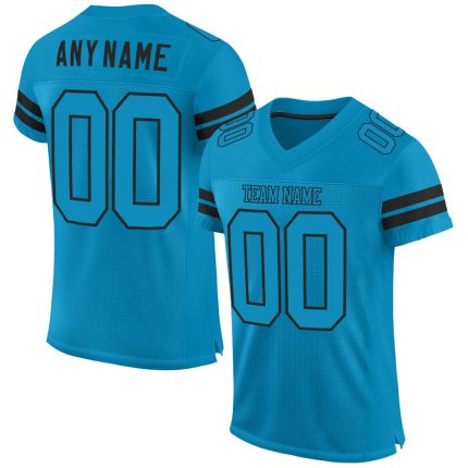Personalized Panther Blue Panther Blue-Black Mesh Authentic Football Jersey Team Custom Name and Number