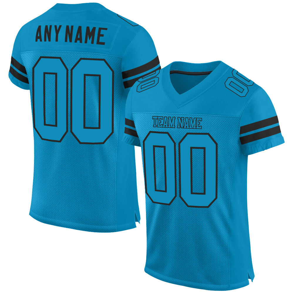 Personalized Panther Blue Panther Blue-Black Mesh Authentic Football Jersey Team Custom Name and Number