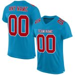 Personalized Panther Blue Red-White Mesh Authentic Football Jersey