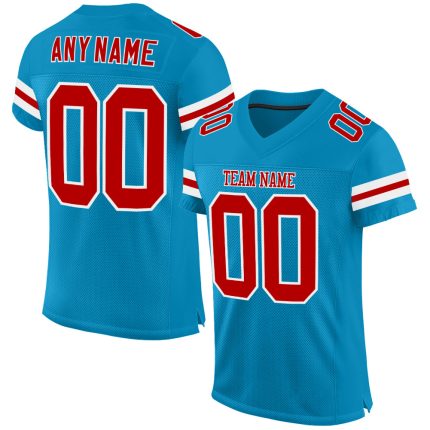 Personalized Panther Blue Red-White Mesh Authentic Football Jersey Team Custom Name and Number