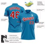 Personalized Panther Blue Red-White Performance Vapor Golf Polo Shirt Team Custom Name and Number