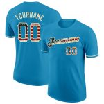 Personalized Panther Blue Vintage USA Flag-City Cream Performance T-Shirt Team Custom Name and Number