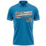 Personalized Panther Blue Vintage USA Flag-Cream Performance Vapor Golf Polo Shirt Team Custom Name and Number