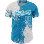 Personalized Panther Blue White 3D Pattern Design Abstract Brush Stroke Authentic Baseball Jersey Team Custom Name and Number