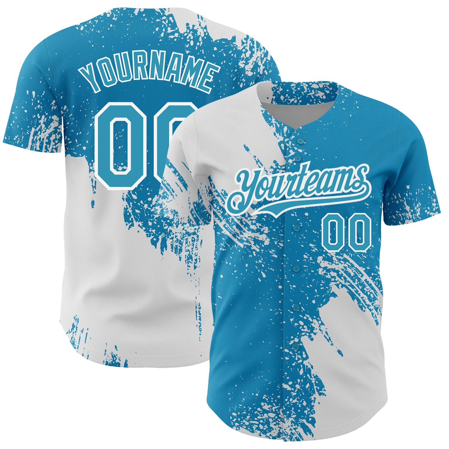Personalized Panther Blue White 3D Pattern Design Abstract Brush Stroke Authentic Baseball Jersey Team Custom Name and Number