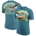 Personalized Panther Blue White 3D Pattern Design Crocodile Performance T-Shirt Team Custom Name and Number