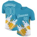 Personalized Panther Blue White 3D Pattern Design Oktoberfest Beer Festival Performance T-Shirt Team Custom Name and Number