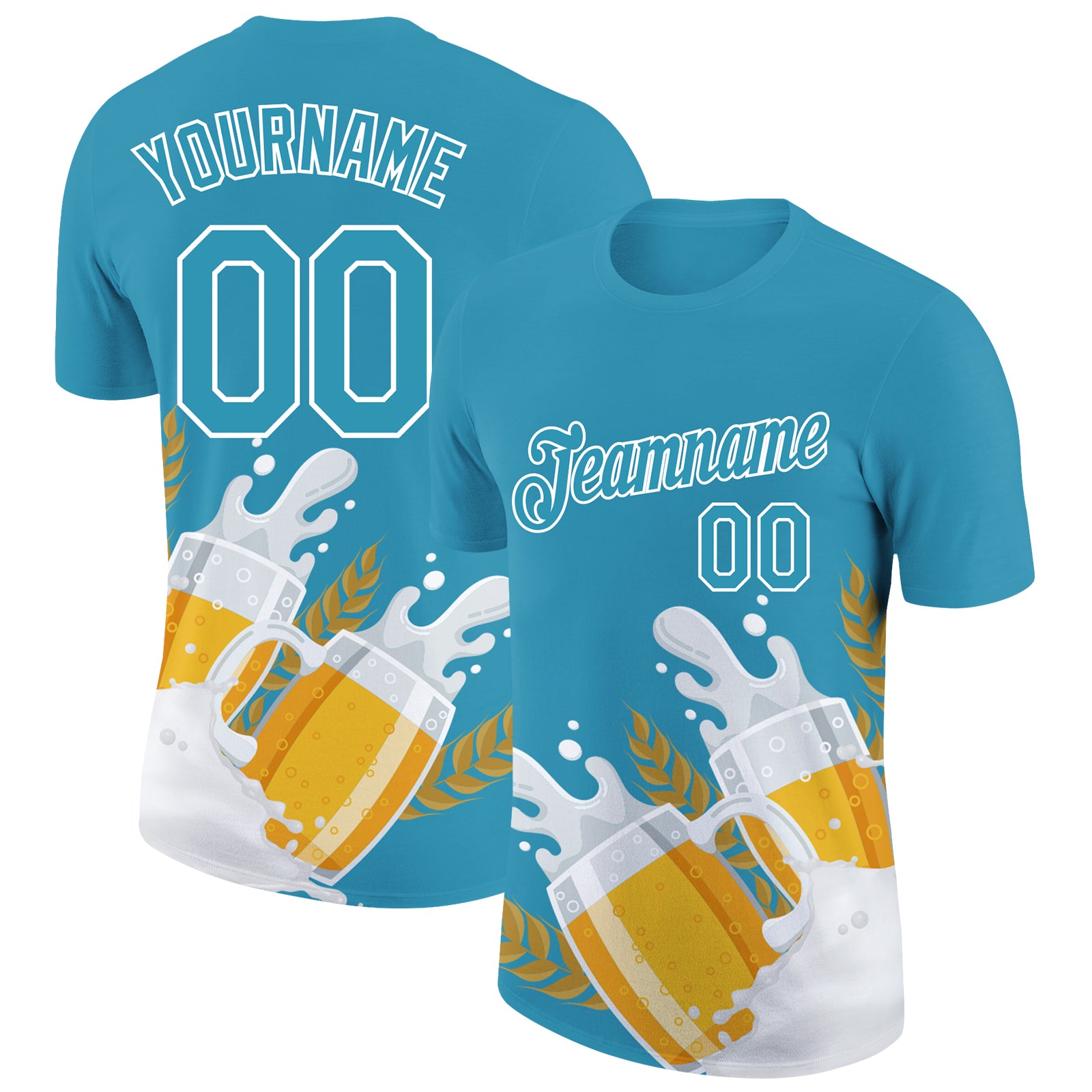 Personalized Panther Blue White 3D Pattern Design Oktoberfest Beer Festival Performance T-Shirt Team Custom Name and Number