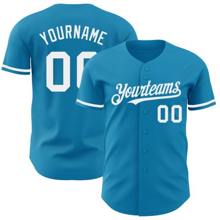 Personalized Panther Blue White Authentic Baseball Jersey Team Custom Name and Number