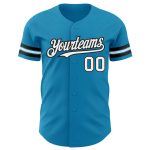 Personalized Panther Blue White-Black Authentic Baseball Jersey