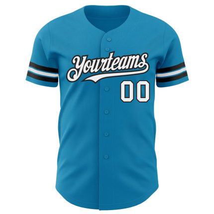 Personalized Panther Blue White-Black Authentic Baseball Jersey