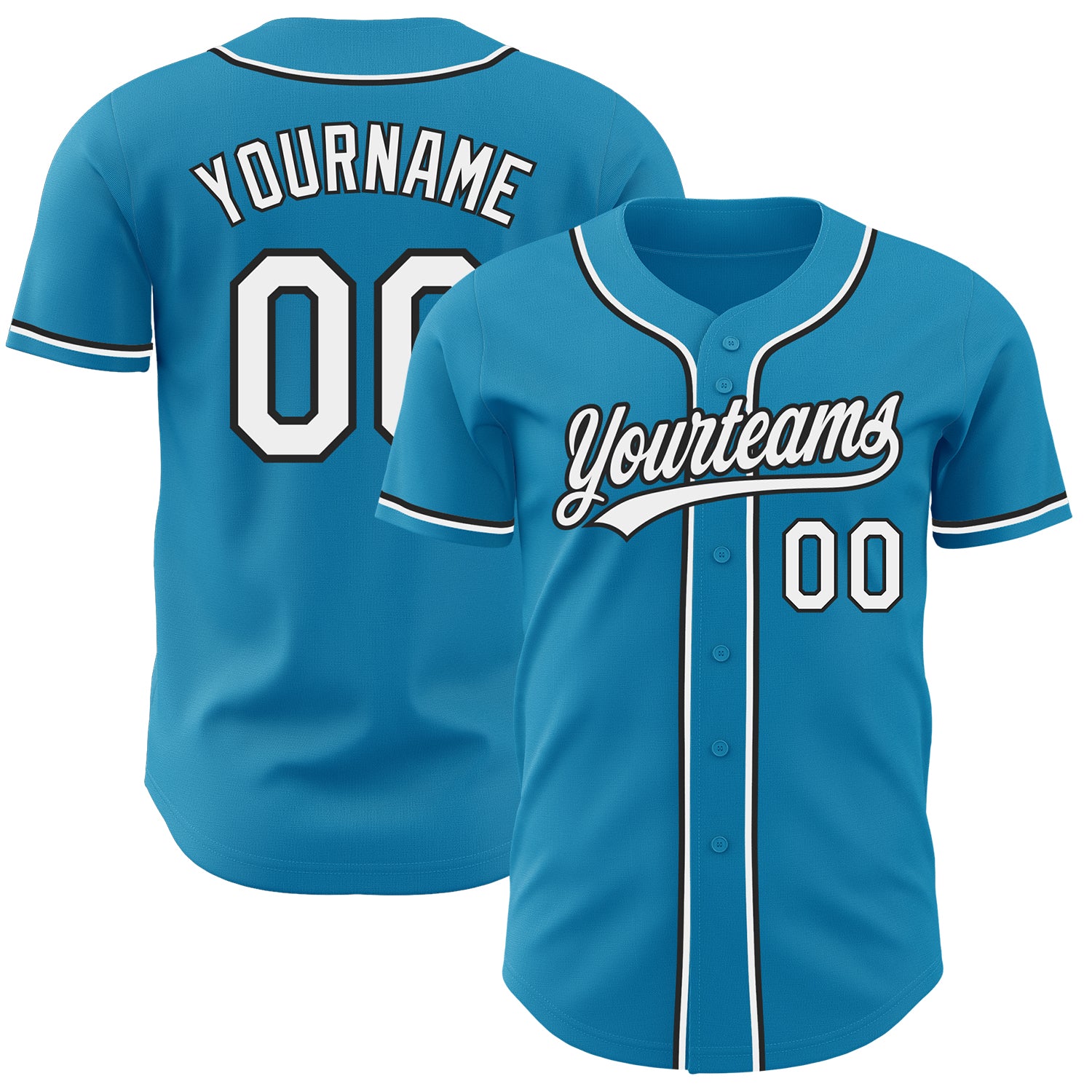 Personalized Panther Blue White-Black Authentic Baseball Jersey Team Custom Name and Number