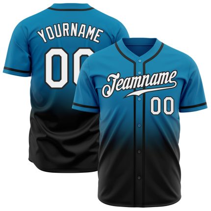 Personalized Panther Blue White-Black Authentic Fade Fashion Baseball Jersey Team Custom Name and Number