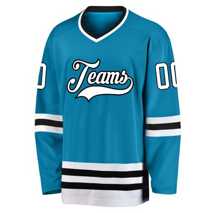 Personalized Panther Blue White-Black Hockey Jersey Team Custom Name and Number