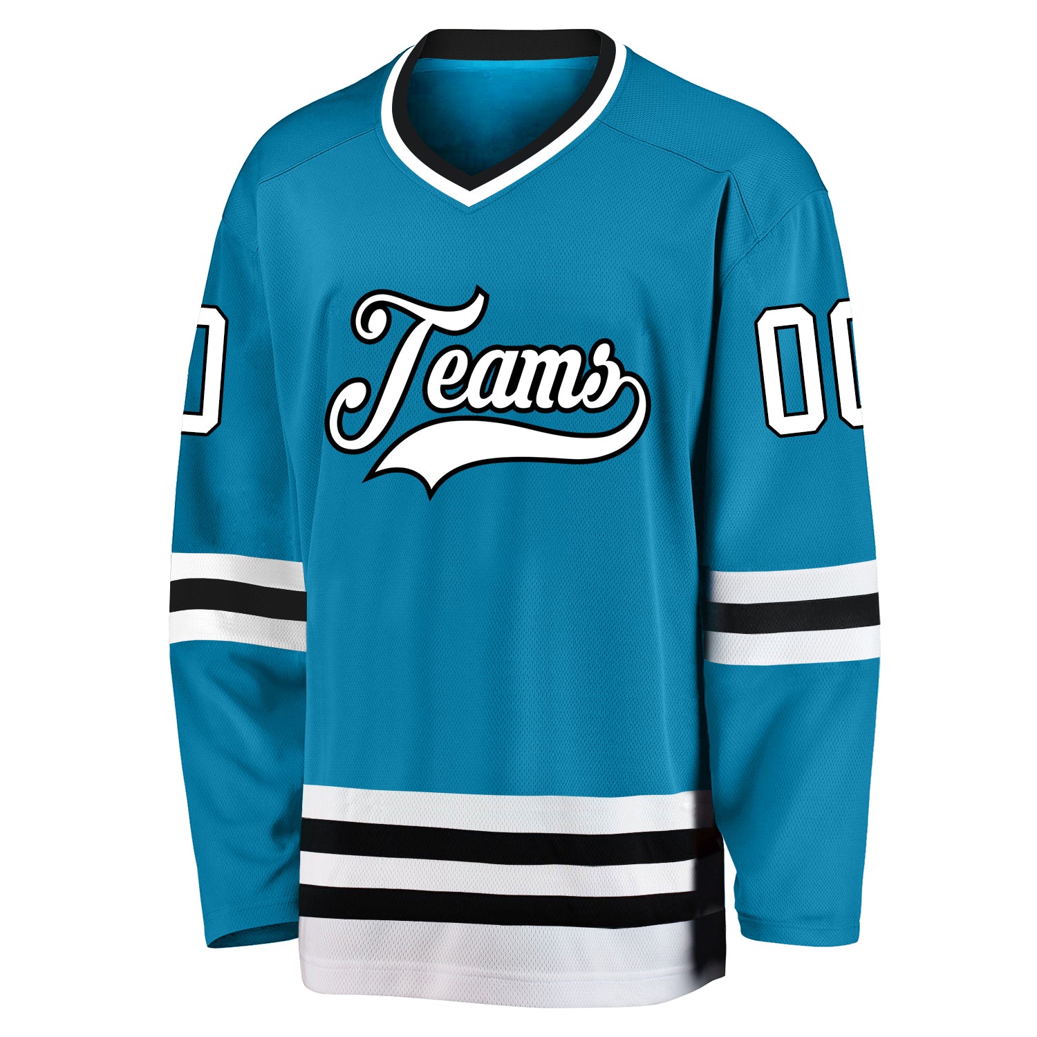 Personalized Panther Blue White-Black Hockey Jersey Team Custom Name and Number Personalized Panther Blue White-Black Hockey Jersey Team Custom Name and Number - Image 2