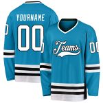 Personalized Panther Blue White-Black Hockey Jersey Team Custom Name and Number