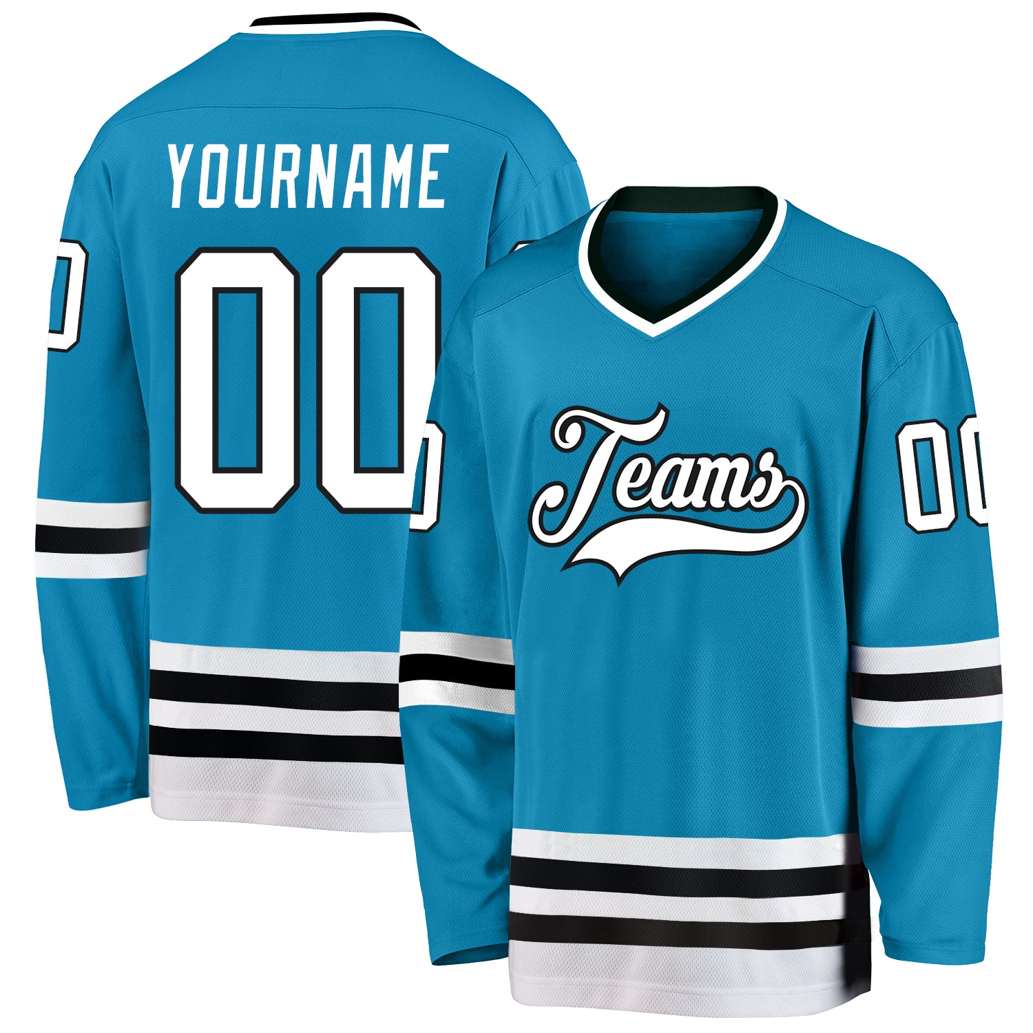 Personalized Panther Blue White-Black Hockey Jersey Team Custom Name and Number