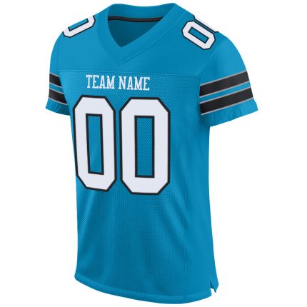 Personalized Panther Blue White-Black Mesh Authentic Football Jersey Team Custom Name and Number