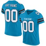 Personalized Panther Blue White-Black Mesh Authentic Football Jersey Team Custom Name and Number