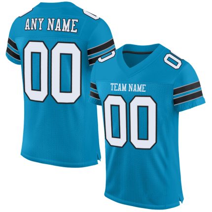 Personalized Panther Blue White-Black Mesh Authentic Football Jersey Team Custom Name and Number