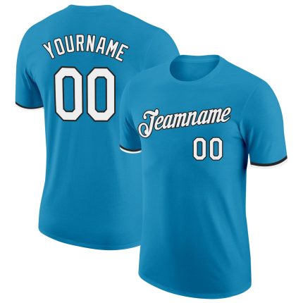 Personalized Panther Blue White-Black Performance T-Shirt Team Custom Name and Number