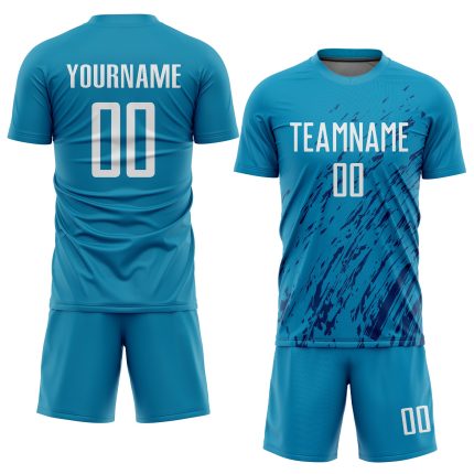 Personalized Panther Blue White-Black Sublimation Soccer Uniform Jersey Team Custom Name and Number