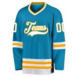 Personalized Panther Blue White-Gold Hockey Jersey Team Custom Name and Number