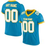 Personalized Panther Blue White-Gold Mesh Authentic Football Jersey