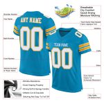 Personalized Panther Blue White-Gold Mesh Authentic Football Jersey Team Custom Name and Number