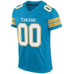 Personalized Panther Blue White-Gold Mesh Authentic Football Jersey Team Custom Name and Number