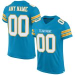 Personalized Panther Blue White-Gold Mesh Authentic Football Jersey Team Custom Name and Number