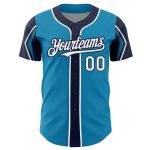 Personalized Panther Blue White-Navy 3 Colors Arm Shapes Authentic Baseball Jersey Team Custom Name and Number