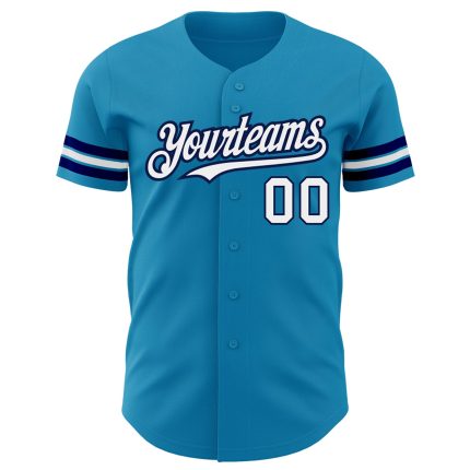 Personalized Panther Blue White-Navy Authentic Baseball Jersey